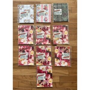 Vintage Carlton Cards Gift Wrap Lot Of‎ 10 Heavy Wrapping Paper Floral Flowers